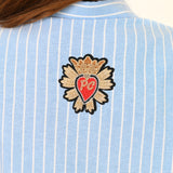 Blue "Julia" Striped Bee Shirt