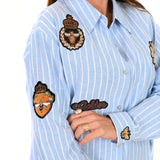 Blue "Julia" Striped Bee Shirt