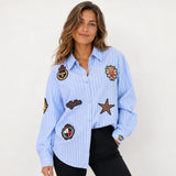 Blue "Julia" Striped Bee Shirt
