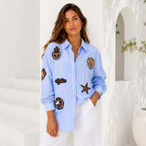 Blue "Julia" Striped Bee Shirt