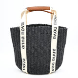 Santorini Raffia Scoop Tote - Black