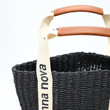 Santorini Raffia Scoop Tote - Black