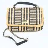 Raffia Shoulder Bag - Black Stripe