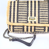 Raffia Shoulder Bag - Black Stripe