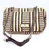Raffia Shoulder Bag - Black Stripe
