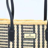 Raffia Black Stripe Tote Bag