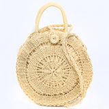 Raffia Cream Round Shoulder Bag