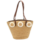 Paper Flower Raffia Tote Natural