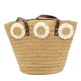 Paper Flower Raffia Tote Natural