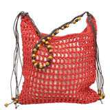 Slouchy Raffia Bag Red