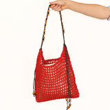 Slouchy Raffia Bag Red