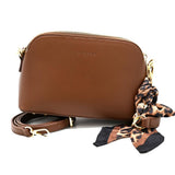 Brown 3 Compartment Crossbody Bag