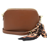 Brown 3 Compartment Crossbody Bag