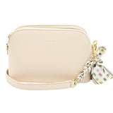 Cream 3 Compartment Crossbody Bag