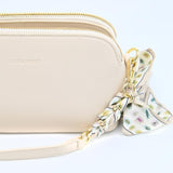 Cream 3 Compartment Crossbody Bag