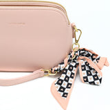 Pink 3 Compartment Crossbody Bag