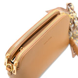 Tan 3 Compartment Crossbody Bag