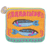 Orange Sardine Tin Beaded Pouch