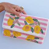 Lemon Blush Beaded Clutch