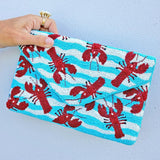 Lobster Waves Beaded Clutch