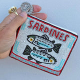 Silver Sardine Tin Beaded Pouch