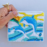 Dolphin Sunset Beaded Pouch