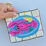 Pink Lobster Dinner Beaded Pouch