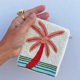 Poolside Palm Beaded Pouch