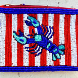 Striped Lobster Beaded Clutch
