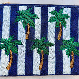 Striped Palm Beaded Clutch