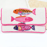 Neon Sardine Beaded Clutch