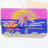 Neon Sunset Beaded Clutch