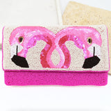 Flamingle Beaded Clutch
