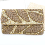 Gilded Leaf Beaded Clutch