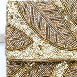 Gilded Leaf Beaded Clutch