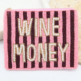 Wine Money Beaded Pouch