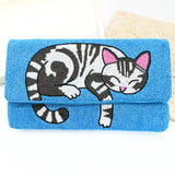 Sleepy Tabby Beaded Clutch