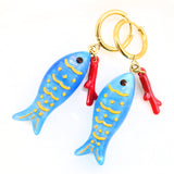 Fish Earrings Aqua