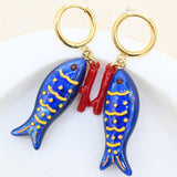 Fish Earrings Navy