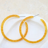 Yellow Resin Hoop Earrings