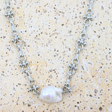 Clara Pearl Chain Necklace Silver