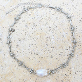 Clara Pearl Chain Necklace Silver