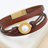 Diana Leather Cuff - Pearl