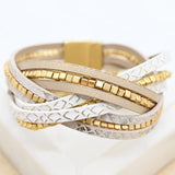 Diana Leather Cuff - Golden Trio