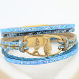 Diana Leather Cuff - Ocean