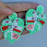 Monstera Muse Beaded Earrings