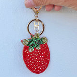 Strawberry Beaded Bag Charm