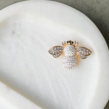 White & Gold Bee Brooch