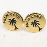 Palm Cove Label Gold Earrings
