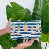 Blue Stripe Pineapple Clutch